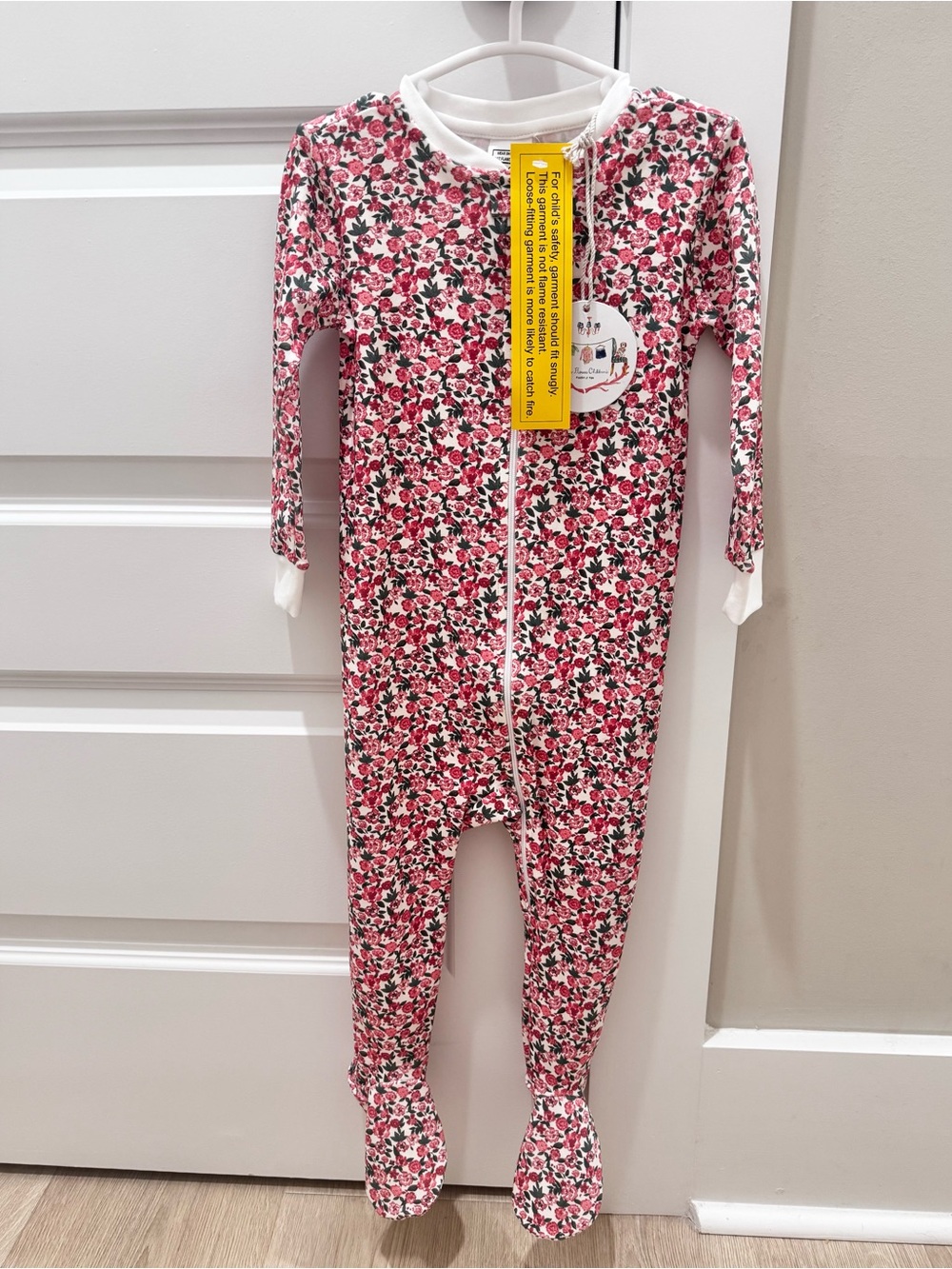 NWT Girls Floral Zip Front Bamboo Footie